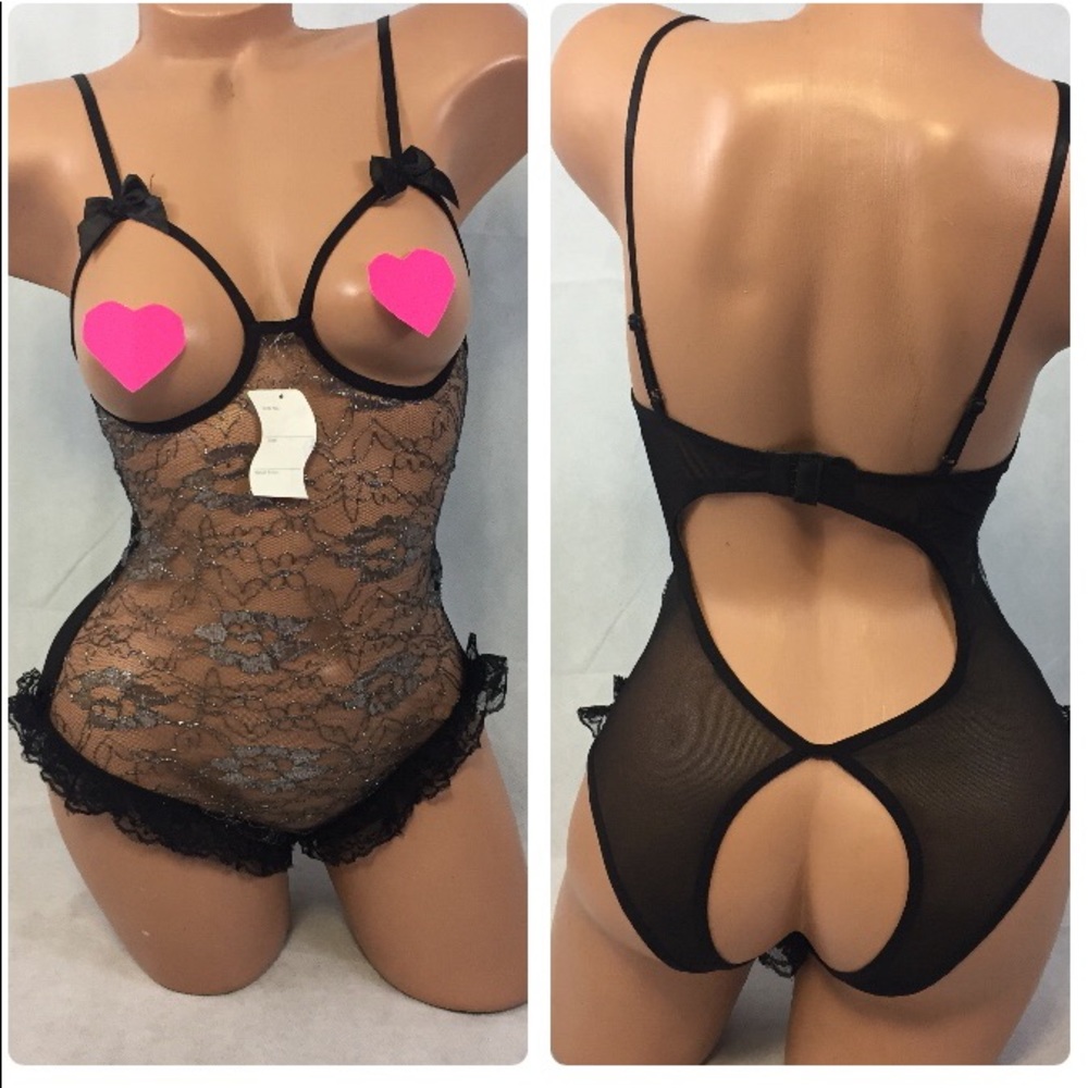Sheer Open Cup Teddy Open Back OS Sexy Lingerie